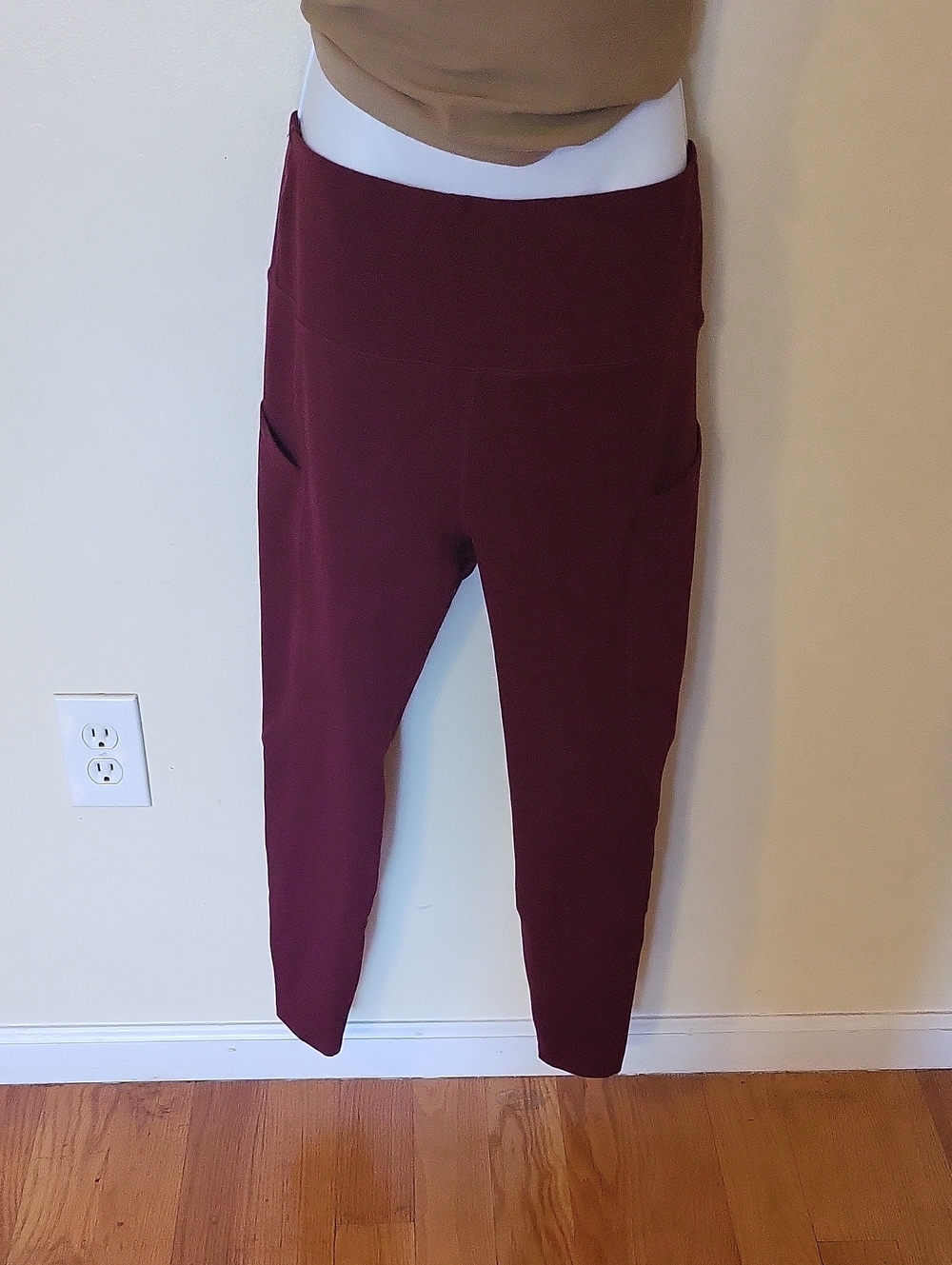 High-Waist Burgundy Women's Legging Pants